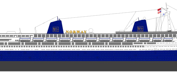 SS Norway [ex SS France Ocean Liner] (1990) - drawings, dimensions, pictures